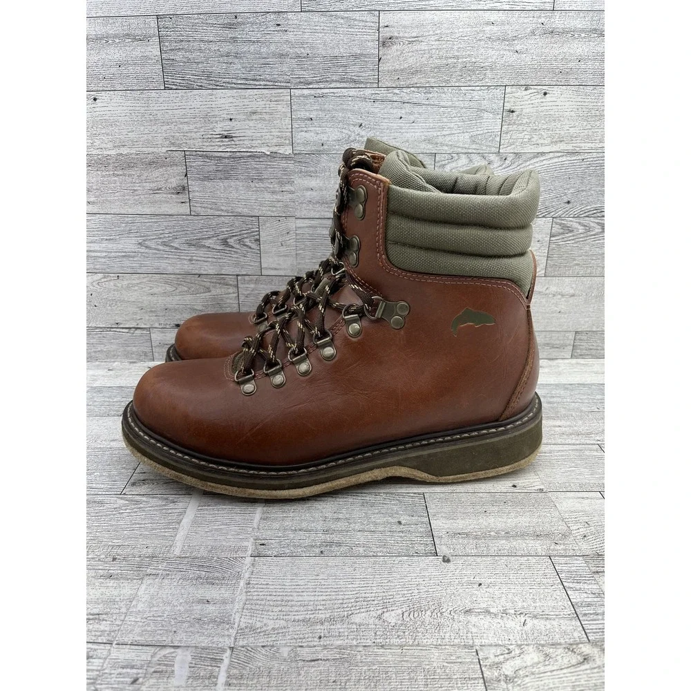 Simms Boots Mens Size‎ 8 Brown Leather Suede Wading Hiking Outdoor Lace Up Shoes